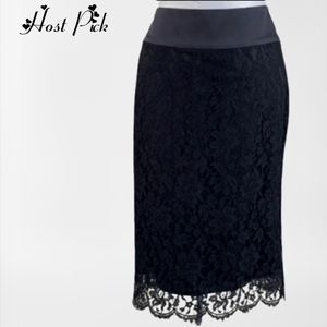 Escada Black French Lace Silk Plus Size Skirt